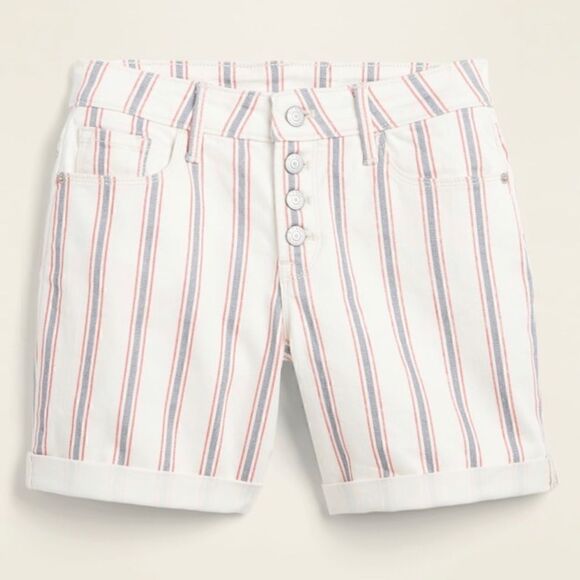 Old Navy | Mid Rise Stripe Jean Short - Picture 1 of 5